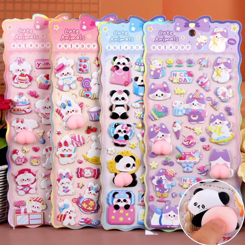 3D Cute Animal Butt Stickers Stress 3d Relief Puffy Bubble Sticker DIY Scrapbook Guitar Phone Case Laptop Decal
