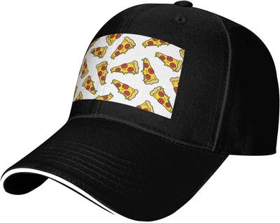 Pizza Slice Print Baseball Cap Adjustable Polyester Casual Sun Protection Hat Unisex Adult