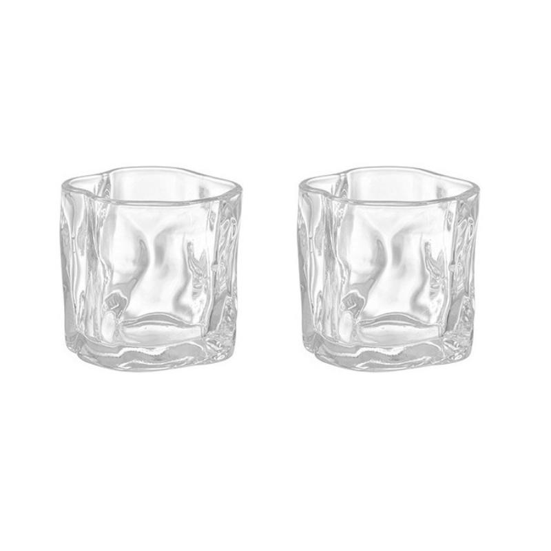 

2 шт. 280 мл Бокал для коктейлей высокого класса Роскошный стакан для виски Креативная неправильной формы стеклянная чашка Легкие роскошные бокалы для вина Кружка для холодных напитков 280ml 2pcs прозрачный
