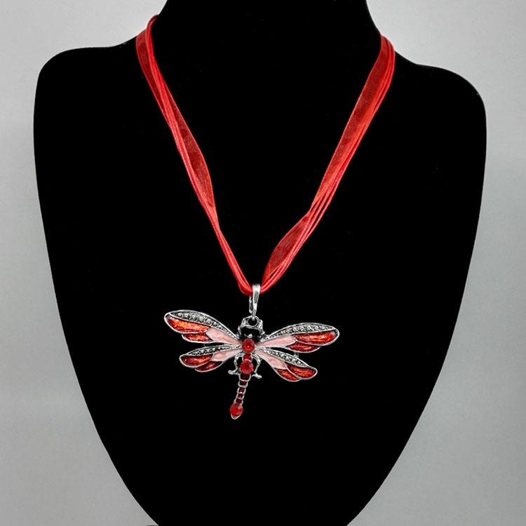 Elegant Alloy Jewelry Dragonfly Pendant Necklace Sweater Chain For Women