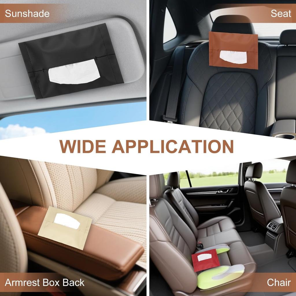 uxcell Car Tissue PVC with Exquisite Nappa Leather Car Tissue Box for Rear Seats and Sun Car Interior Black Holder, Look, Visors, Accessory,
