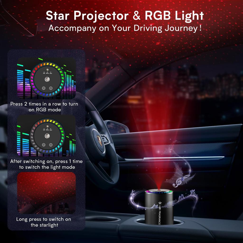 Haucey JK-572 Car Car Aroma , Ultrasonic Atomization, Quiet Design, Auto On/Off Function,