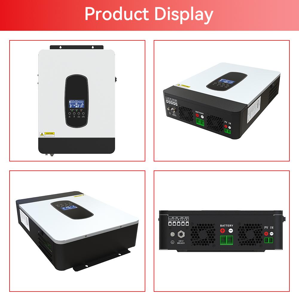 ECGSOLAX Onduleur Solaire Hybride 3kW 24V 220Vac Onduleur Solaire à Onde Sinusoïdale Pure avec Contrôleur Chargeur MPPT 80A Max PV 450VDC