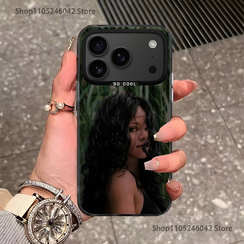 Singer R-Rihannas For iPhone 17,16,15,14,13,12,11,Pro,MAX,Plus Black Shockproof Candy Matte Cover