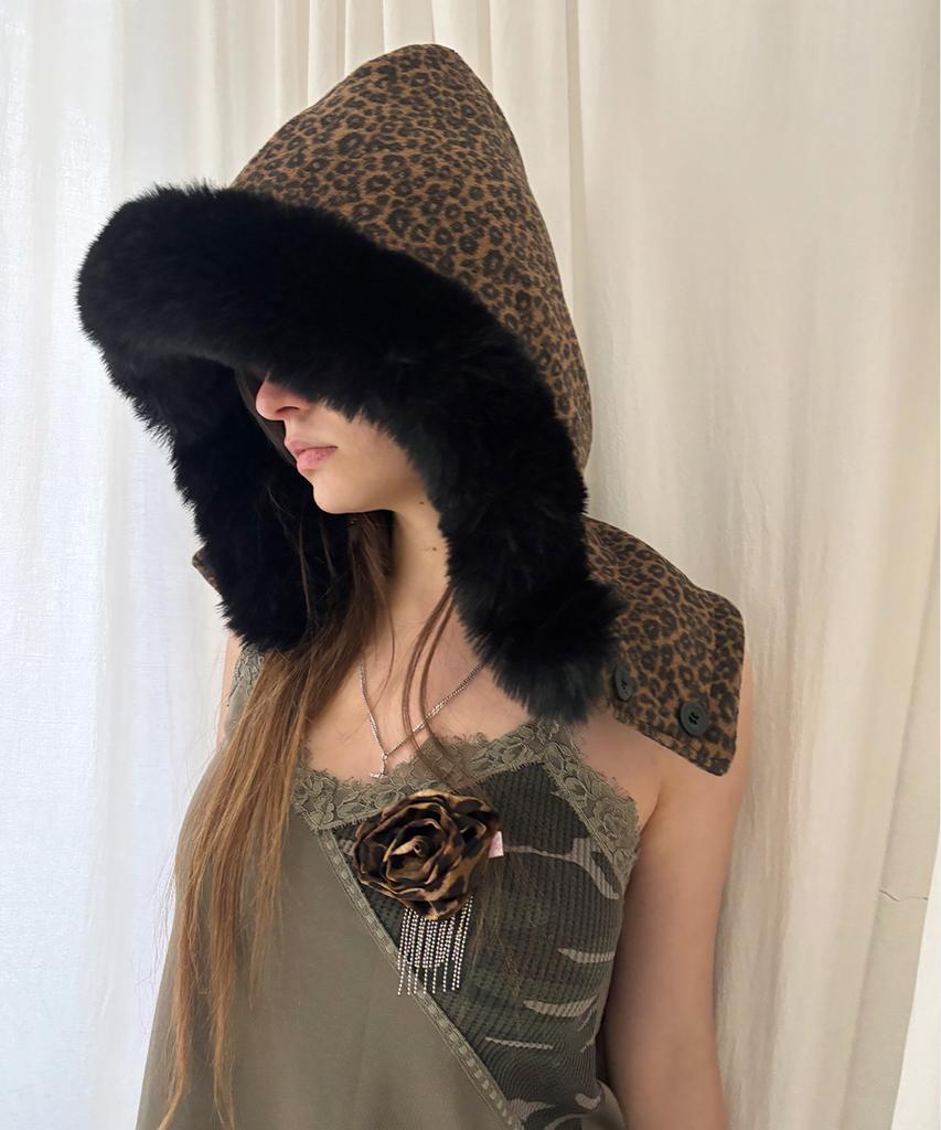 HETIT Fur Trim Balaclava (Leopard)