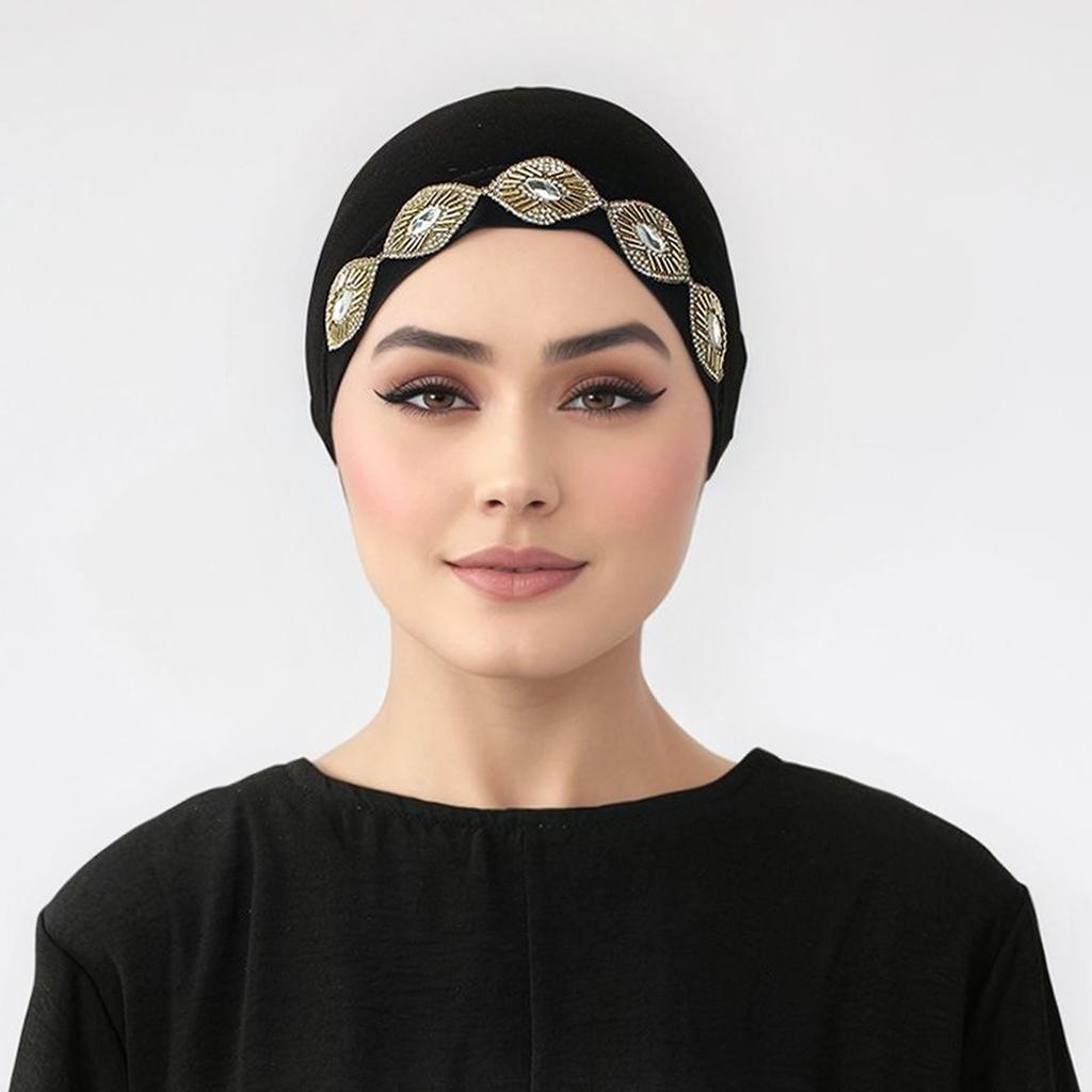 Modal Cotton Rhinestone Undercap Stretchy Hijab Premium Soft Bonnet Muslim Women Elastic Inner Hijab Turban Islam Underscarf
