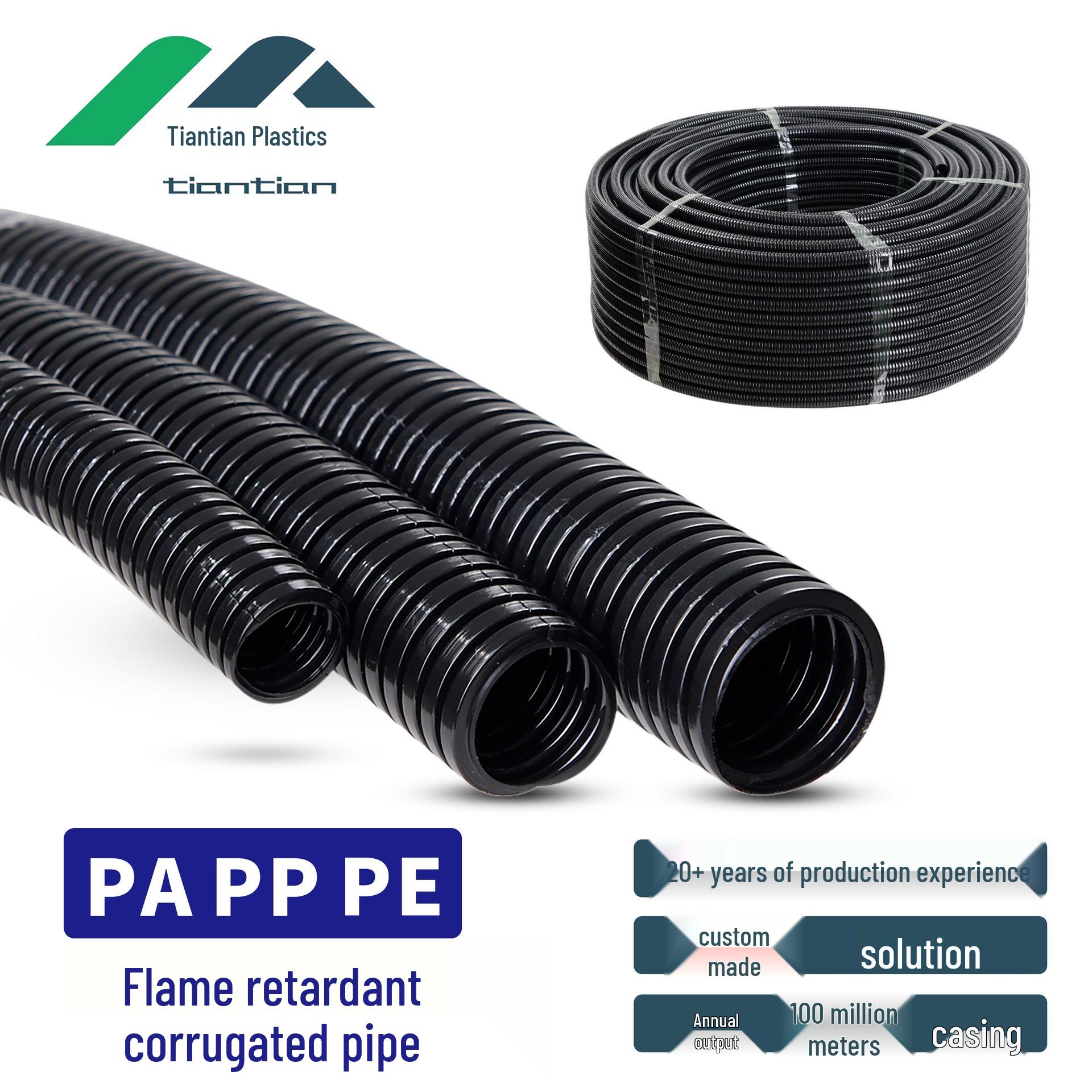 

Огнестойкая полипропиленовая гофрированная труба ПЭ гофра для защиты электрика Model AD10