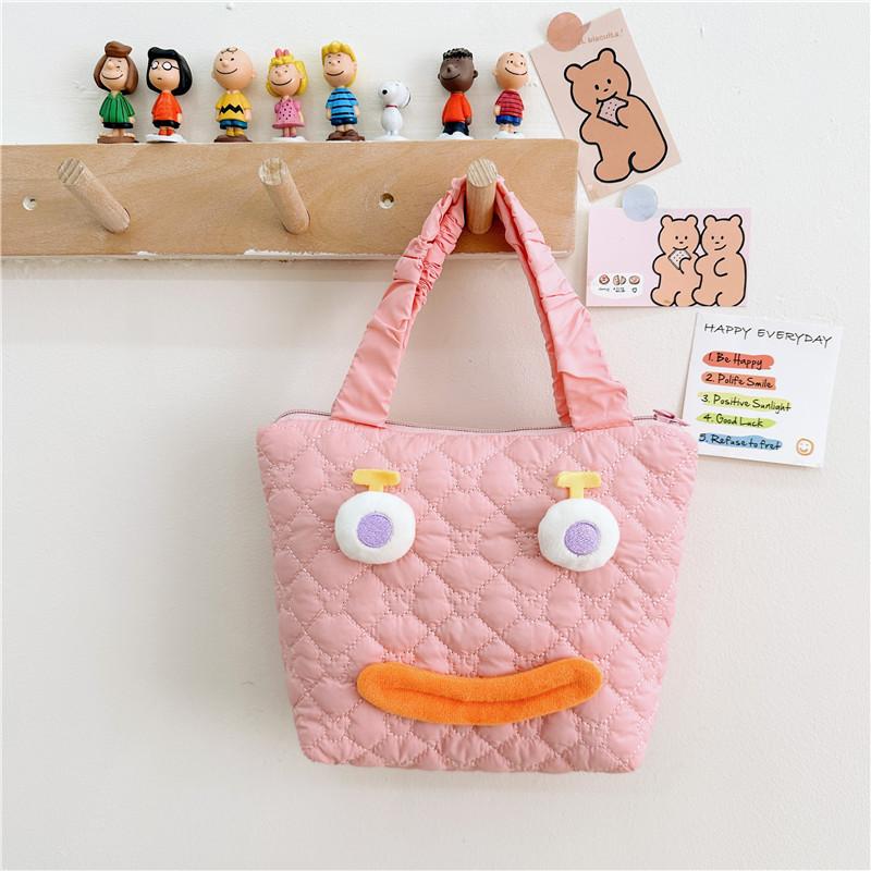 

Креативная мультяшная забавная девушка с ртом-сосиской, портативная нейлоновая сумка-кросс для покупок Pink