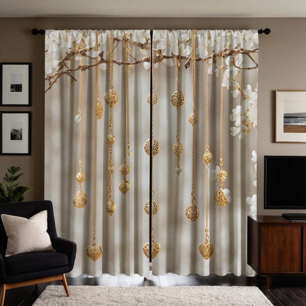 2 PZ Tende a catena in metallo di alta gamma color giallo digitale HD stile decorativo per la casa decorazione soggiorno camera da letto attraverso asta c