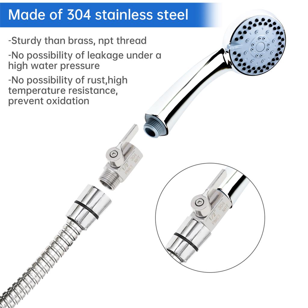 1/2 Inch Female X Male NPT Thread 304 Stainless Steel Mini Ball Valve Shut-off Valve Shower Head Flow Control Valve for Pipe / Bathroom