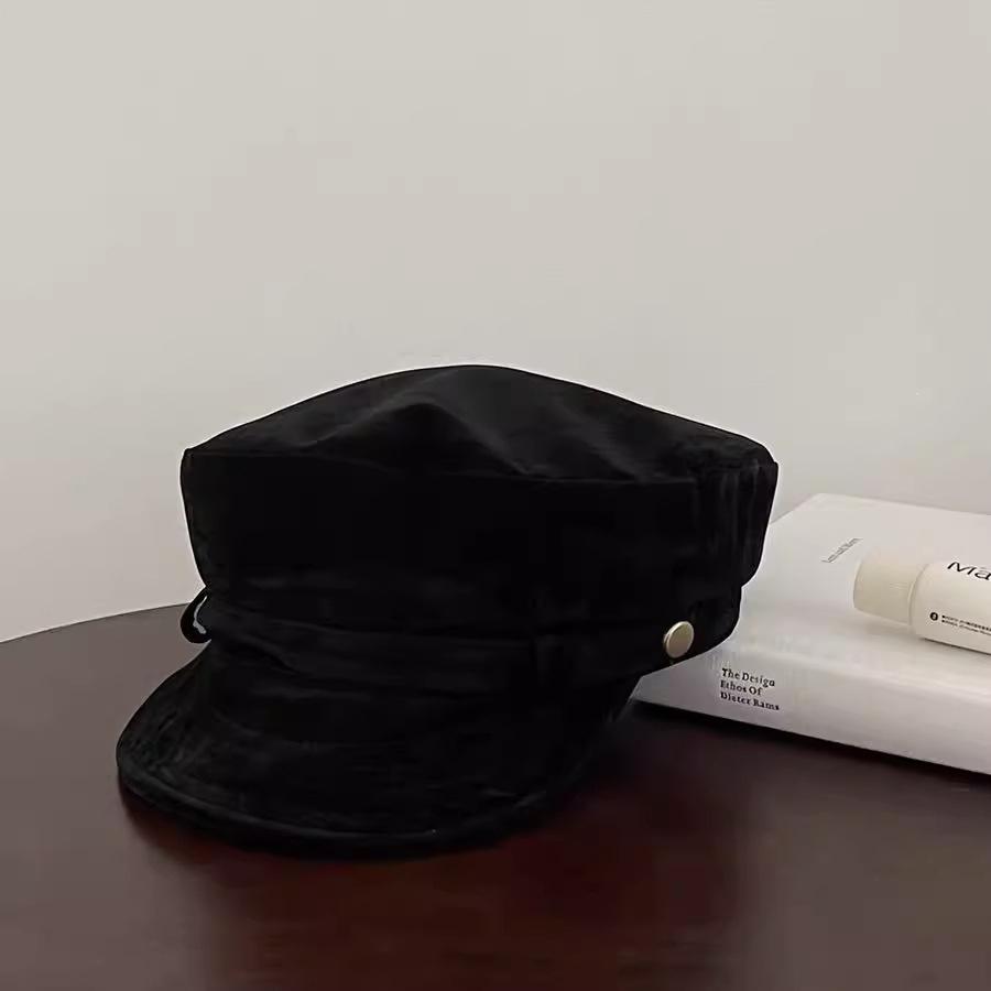 Suede pleated flat-top equestrian hat, new vintage vintage newsboy hat, casual versatile face-enhancing baseball cap