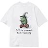 Funny Frog Tshirt Unisex Unisex Witch Hat Frog On Scooter Print Oversized Casual Streetwear Humorous Short Sleeve Tee Tops