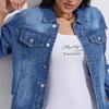 Ladies' Solid Color Denim Casual Long Sleeved Single Breasted Jacket