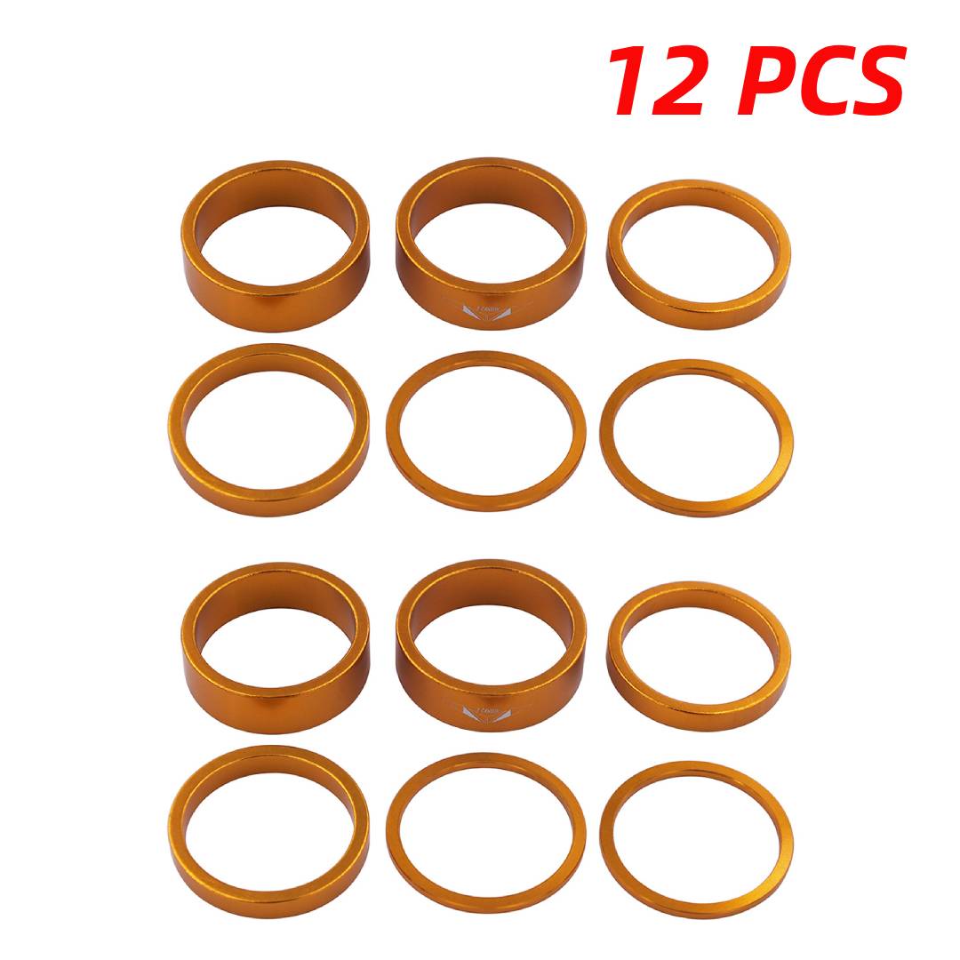 12PCS Bicycle Headset Spacer 2/5/10mm Aluminum Alloy Bicycle Headset Spacer Bicycle Front Fork Stem Spacers Kit for MTB Outdoor