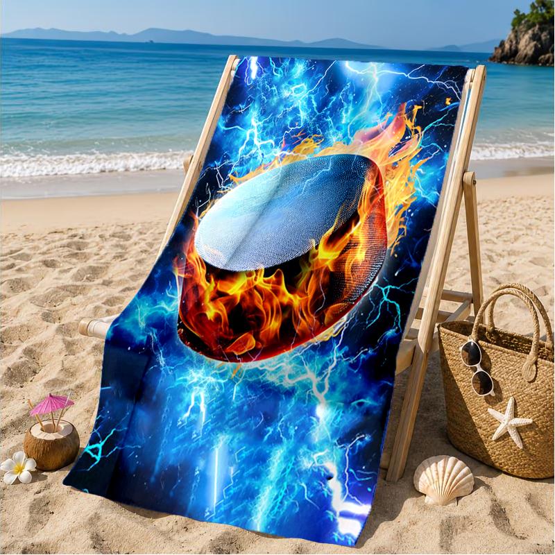 Flaming Football Artwork Beach Towel, Microfiber Beach Towel, Perfect For Pool, Beach, Travel, Home Decor Beach Party Fan gifts