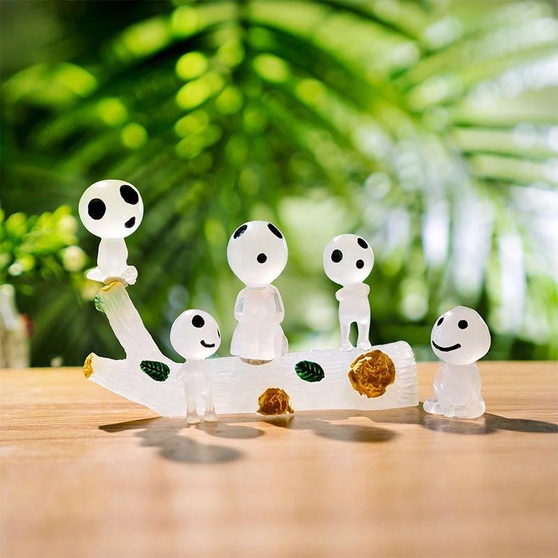 10PCS Luminous Tree Elves Mononoke Micro Landscape Figure Ornament Glowing Miniature Gardening Potted Decor