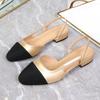 Women's Shoes Low Heel Rear Empty Bag Head Sandals Flat High Heel Color Matching Thick Heel Single Shoes Middle Heel