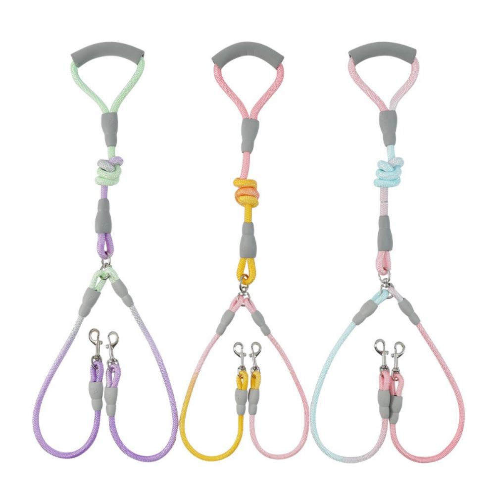Gradually change color Double-headed dog walking rope One to two Pet leash Anti-winding Medium dog chain Dog leash