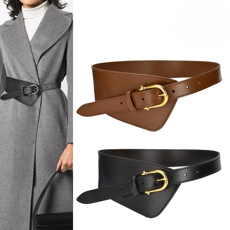 Writing A Notebook Women's Wide Belt, Versatile Cowhide Waistband, Waistband, Coat, Waistband, Genuine Leather Belt