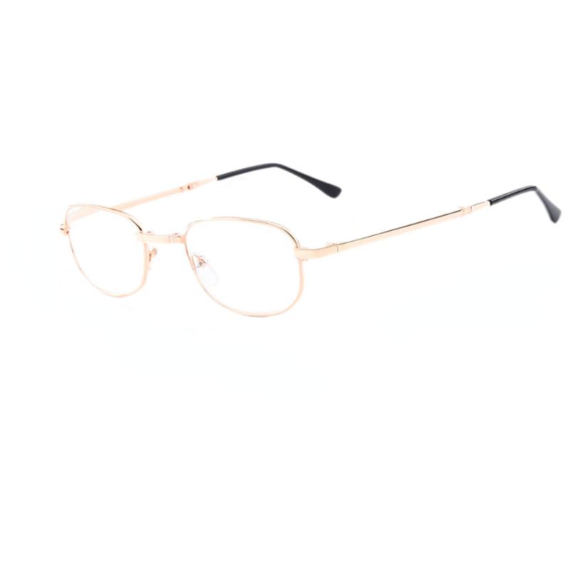 Portable Folding Reading Glasses Men Women Oval Metal Frame Presbyopic Magnifying Glasses Male Female Eyewear with Case