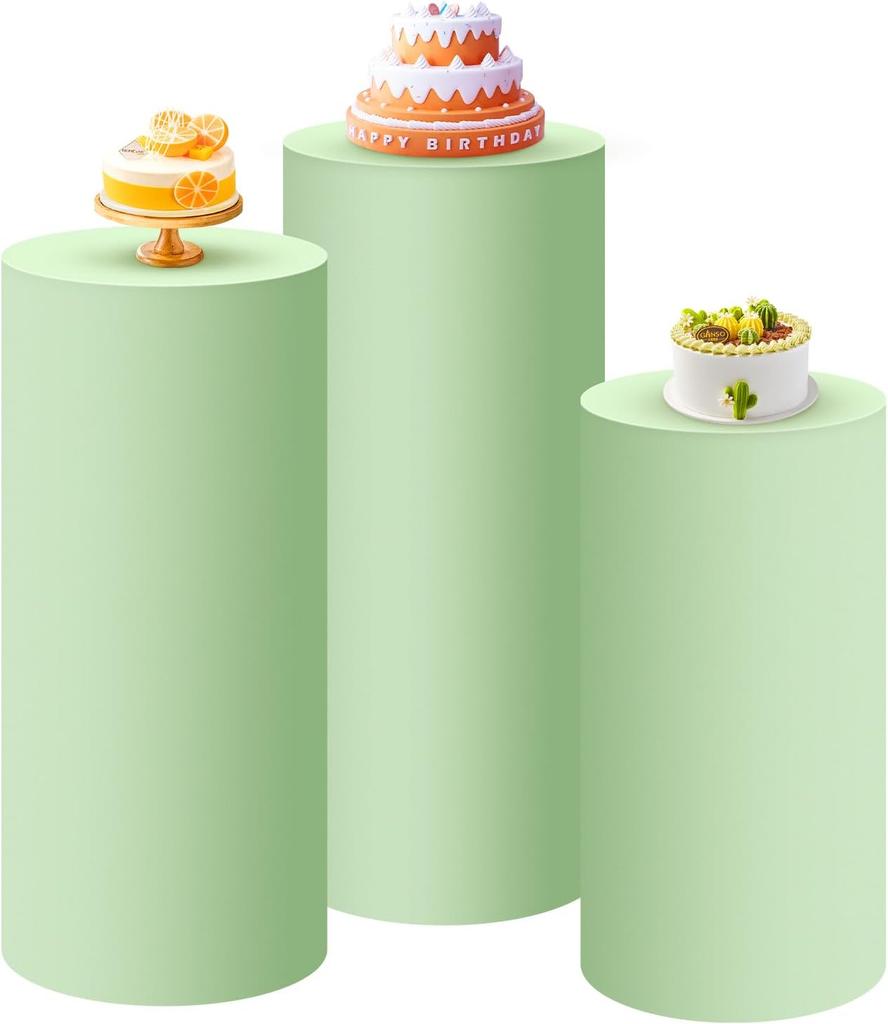 3Pcs Cylinder Plinth Stand Covers Dessert Tables Cloth Pedestal Covers For Wedding Thanksgiving Birthday Party Decoration
