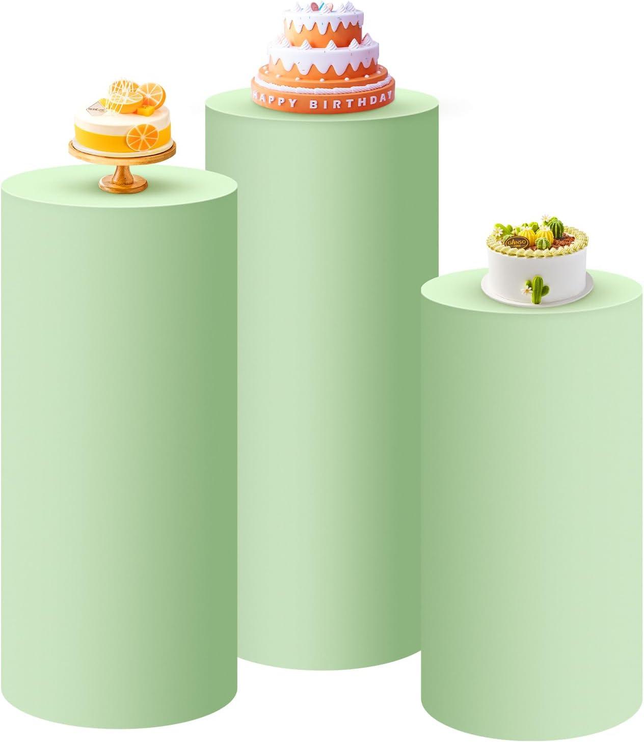 

3 шт. Чехлы на цилиндрические подставки-плинтусы, Скатерть для десертного стола, Чехлы на пьедесталы для украшения свадеб, Дня благодарения, дня рождения 3Pcs Set