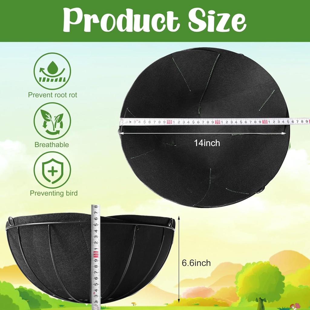 Fabric Plant Basket Liner Replacement, Felt Flower Pot Liners, Round Square Multi-Size, Gray, for Indoor Outdoor Plant Decor