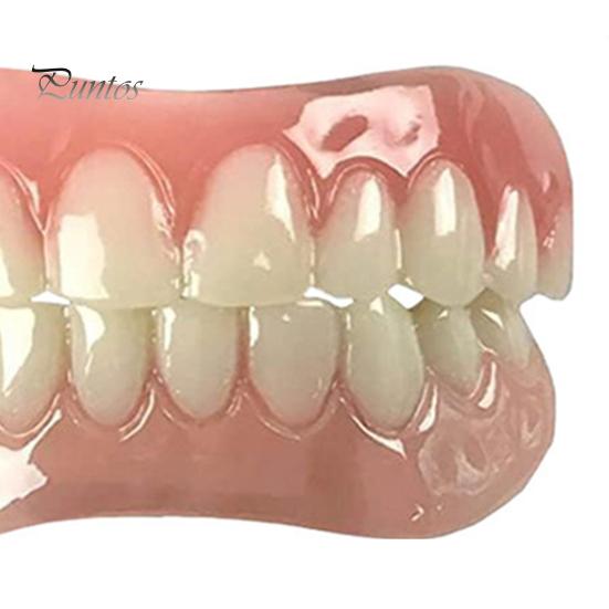 1 Set Cosmetic Denture Veneer Men Women Upper Lower Fake Teeth Temporary Tooth Stain Coverage Natural Shade Confident Smile False Teeth Kit