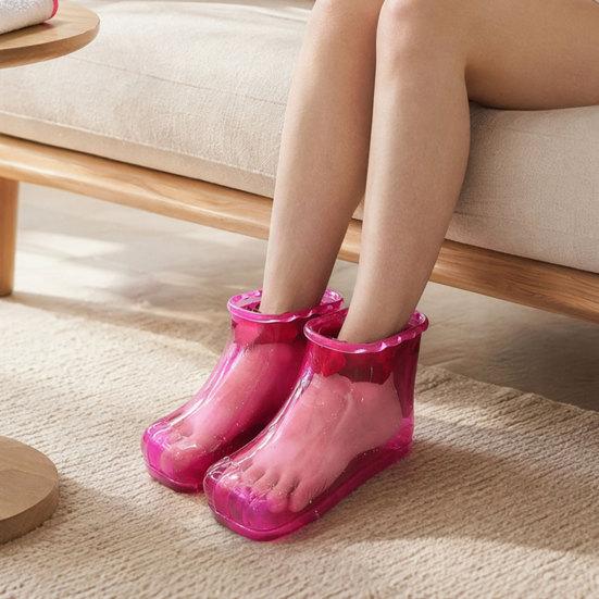 1 Pair Massage Foot Bath Shoes, Portable Feet Soaking Tub Feet Spa Shoes, Pedicure PVC Tall Foot Soaker for Foot Massage Relax