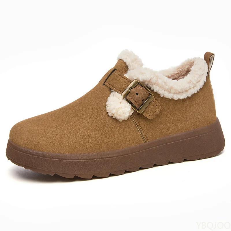 Pantofi casual confortabili de bumbac pentru femei iarnă noi la modă versatili cizme de bumbac minimaliste pluș groase pantofi pentru femei
