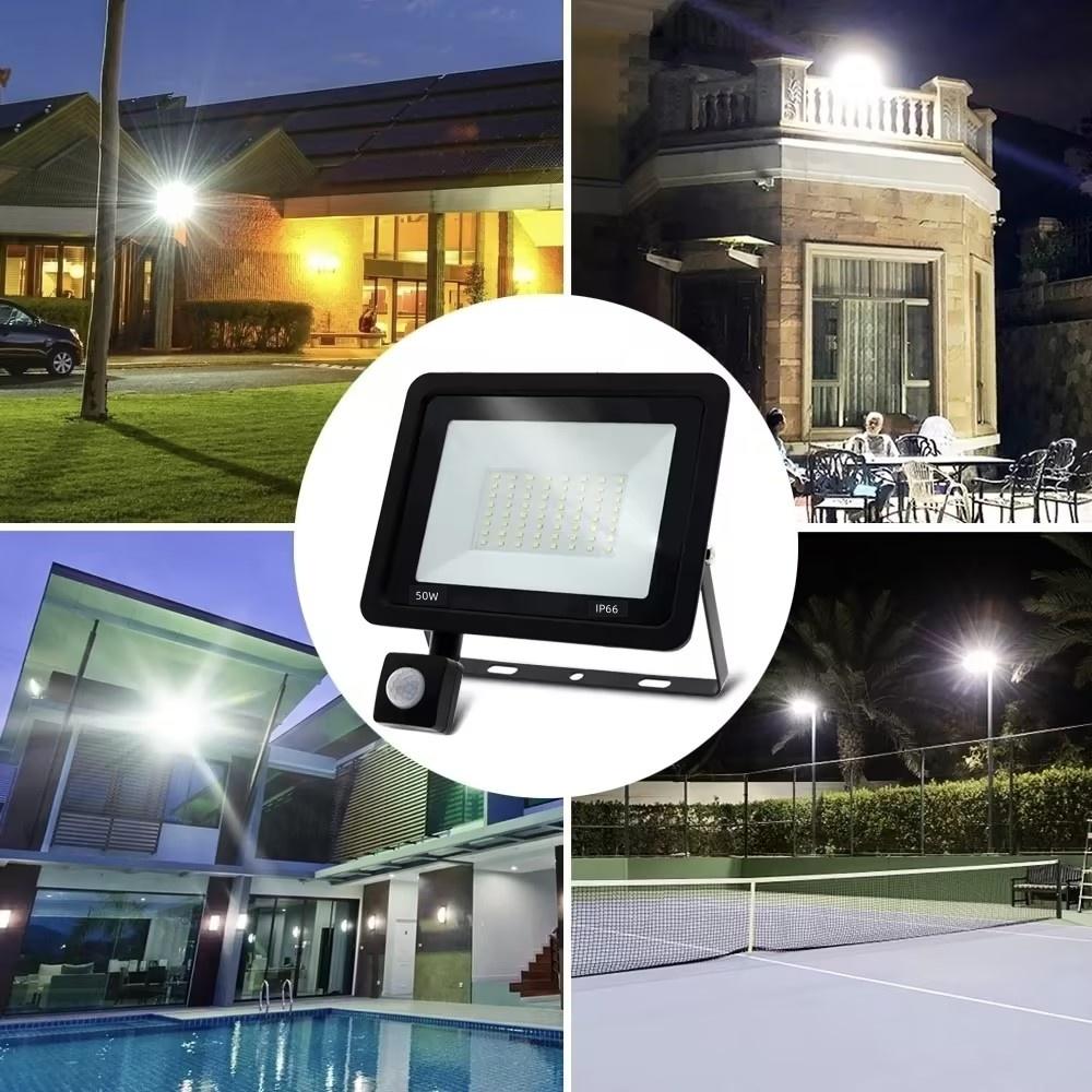LED PIR Motion Sensor Floodlight Outdoor Wall Light White Light 100W 50W 30W 20W 10W IP66 Waterproof LED Spotlight For Garden