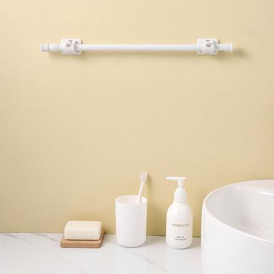 Asta retrattile per tende senza perforazione, vernice bianca, per cucina, scarpiera, asta per tenda da bagno, morsetto, gancio, supporto per telaio