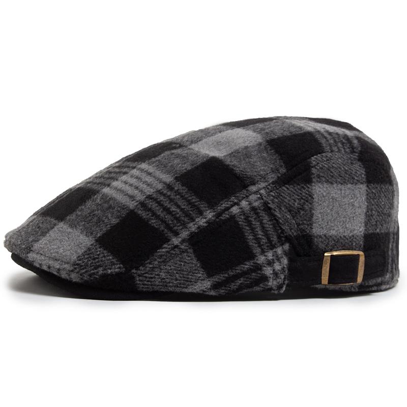 Mode Baumwolle Karomuster Baskenmütze Hut für Männer Vintage Schiebermütze Herbst Lässige Baskenmütze Frauen Winter Dick Warm Herren Schiebermütze Unisex