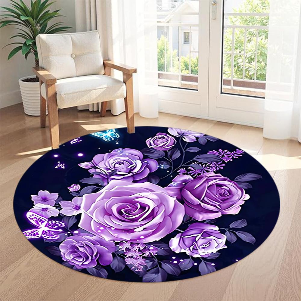Flower Round Carpet Perfect for Outdoor Study room Entryway Hallway Antislip Round Carpet Office home decor Spiritual Gift