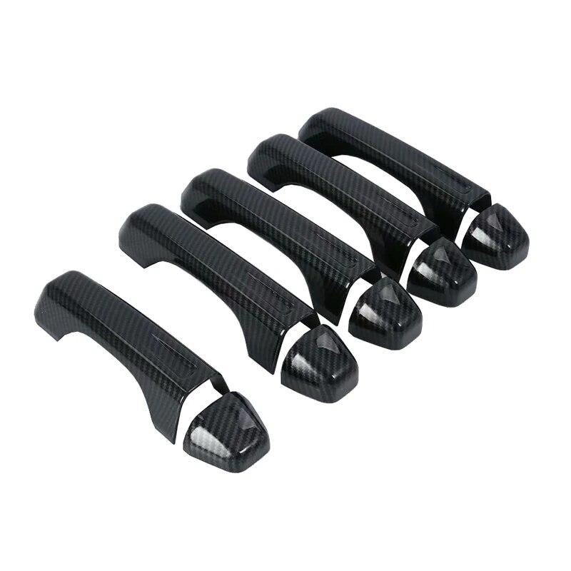 Stylizacja samochodu Wygląd włókna węglowego ABS nakładka na klamkę drzwi listwa miski klamki drzwi Dla Jeepa Wranglera JL 2018 akcesoria