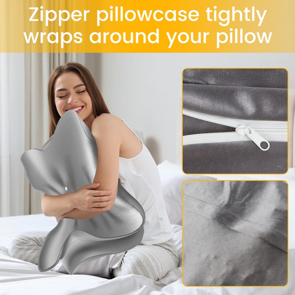 1/2 יחידות ציפית לכרית בצורת פרפר, ציפית לכרית צוואר צווארית מבד דמוי משי עם רוכסן, ציפית נוחה לכרית קונטור