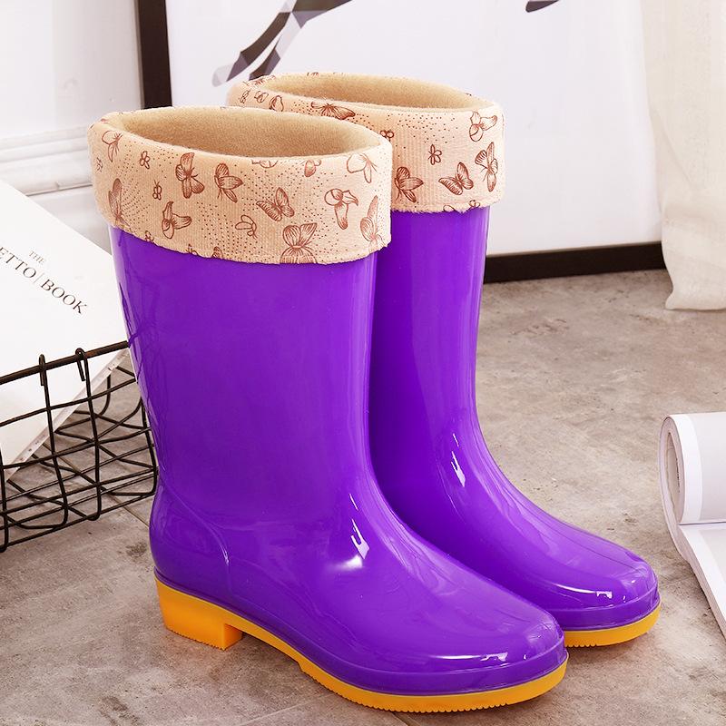 Medium tube non-slip waterproof shoes jelly rain shoes rain boots water boots thermal cover shoes women's adult fashion long tube