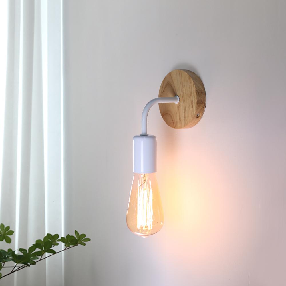 Retro Wood Wall Lamp E27 Vintage Loft Industrial Decoration Sconce Bedside Wall Light Fixture Indoor Lighting Bedroom luminaire