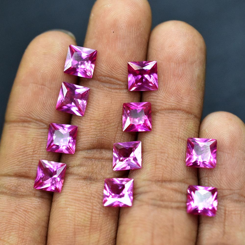 Natural 20 Pcs Pink Sapphire Square Cut 5x5 Mm Lot Loose Gemstone