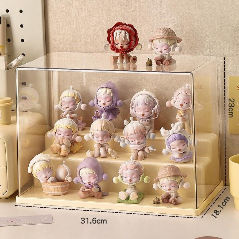 Large Acrylic Pop Mart Display Stand - Tiered, Dustproof, Blind Box Storage for Secret Forest and Ancient Castle Collections