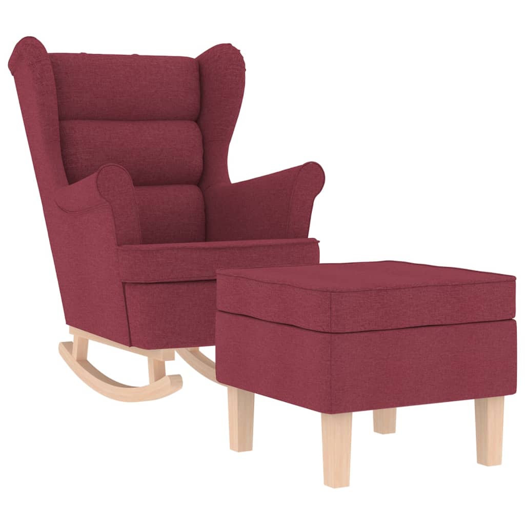 Rocking Chair with Footstool Burgundy Fabric