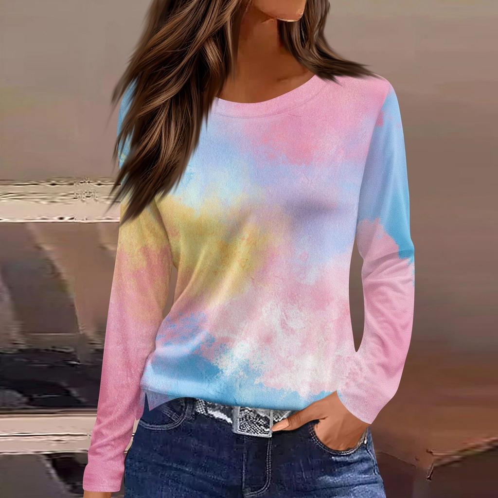 Women's Daily Casual Long-sleeved Printed O-neck Top