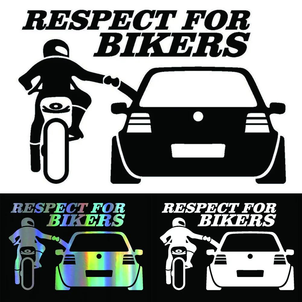 

13x20cm Car Stickers Respect for Bikers Sticker Funny Wrap Vinyl for Auto Door Handle Decals Body Car Accessories Decoration