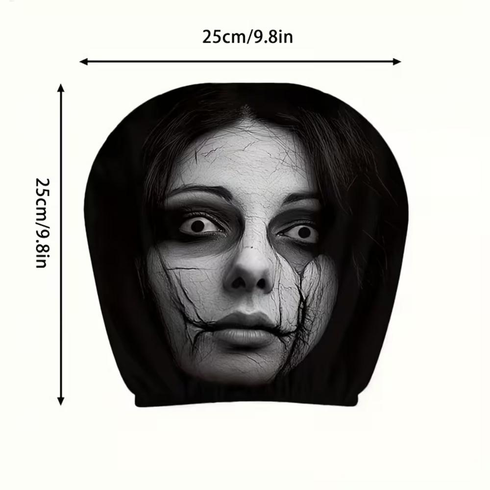 2pcs Scary Face Car Headrest Covers Halloween & Christmas Decoration Seat Protector for Vehicle, Sedan, Truck, SUV