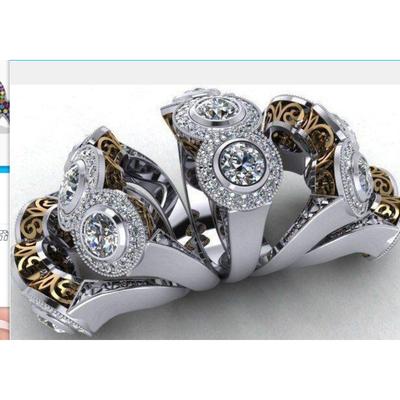 Fashionable New Jewelry Inlaid with AAA Zircon Creative Versatile Womens Two Color Ring
