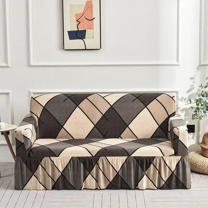 2025 New Floral Couch Cover Sofa Covers Washable Furniture Protector for Dogs Corner Sofa Skirt 1/2/3/4 Seater Sofa Slipcovers
