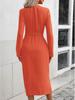 2024 Autumn Solid Color Lapel Waist Tie Slit Dress for Women