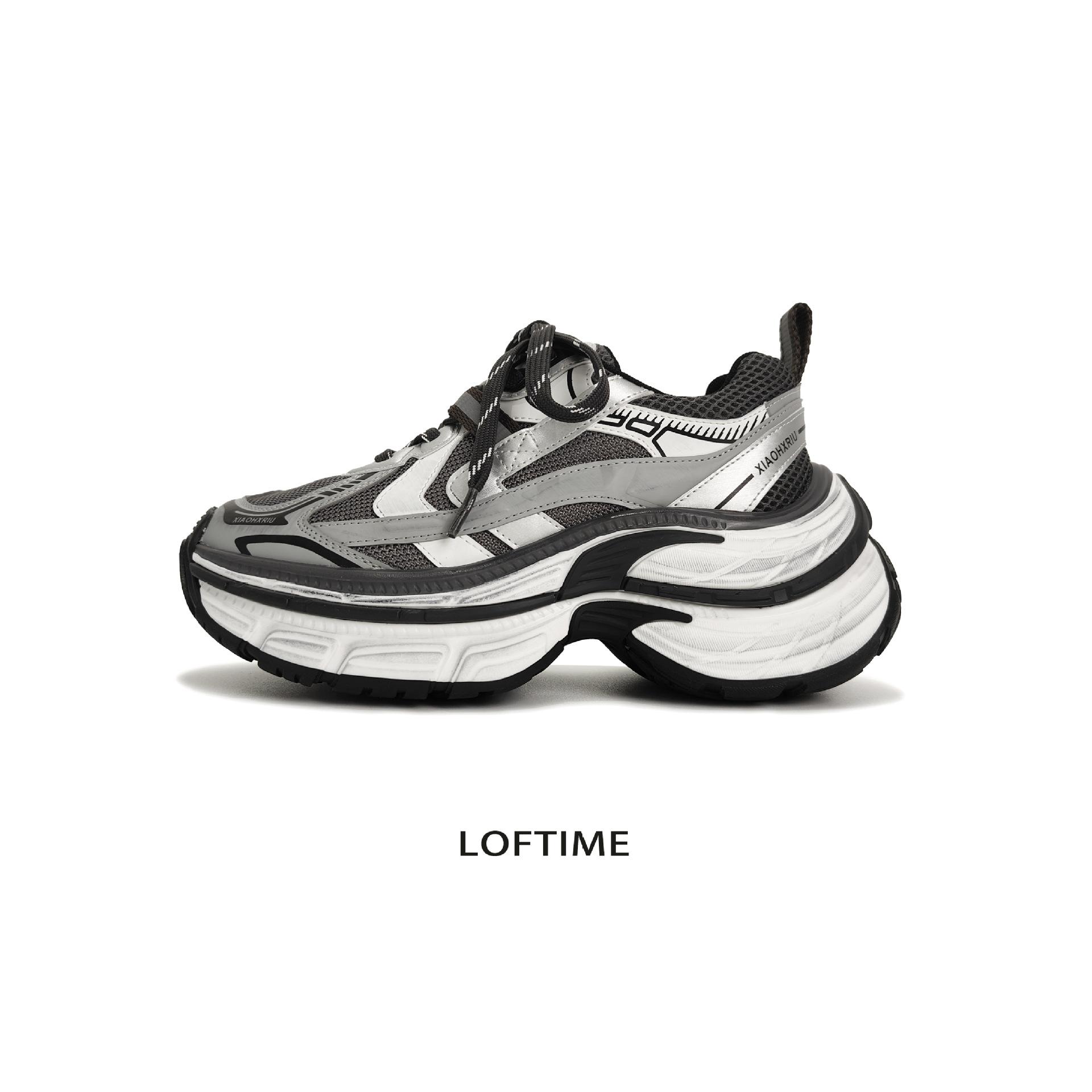 

Версия из коровьей кожи~ 6 см амортизация и нескользящая толстая подошва 2025 осень новая старая сетка дышащие спортивные парижские папины кроссовки 40