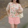 ZANZEA Women Half Sleeve Floral Blouse and Shorts Summer Two Piece Suit Sets