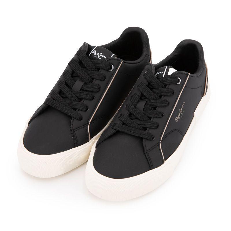 Black Crocodile Print Low-top Sneakers with Laces Woman PEPE JEANS